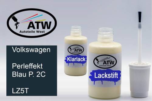 Volkswagen, Perleffekt Blau P. 2C, LZ5T: 20ml Lackstift + 20ml Klarlack - Set, von ATW Autoteile West.